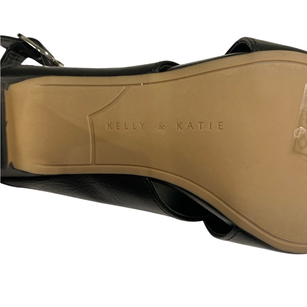 Kelly & Katie Astalia Crisscross Black Leather Peep Toe Heels Women’s 9.5 NEW - Picture 7 of 8